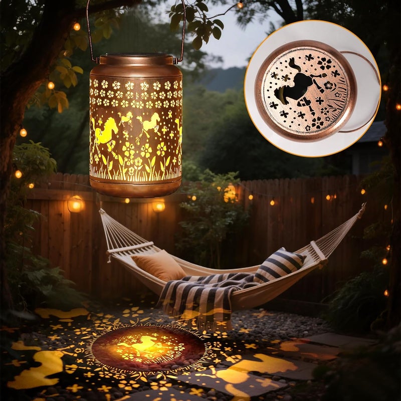 Buwheekoki Horse Solar Lantern Outdoor Horse Decor Garden Decor Waterproof Light Hanging Solar Lights Yard Decor, Christmas Gifts, Gifts for Women, Gifts for Mom, Gifts for Grandma, Horse Gifts - Image 3